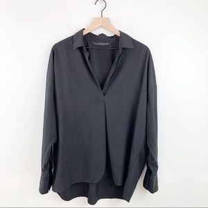Zara Woman Lagenlook Black Lyocell Popover Top